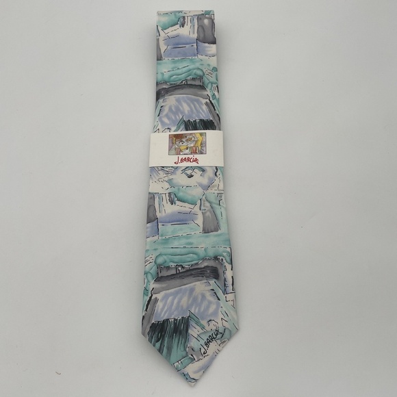 J. Garcia Watercolor Collection Interstices No3 Blue Abstract Pattern Silk Tie - Picture 1 of 7
